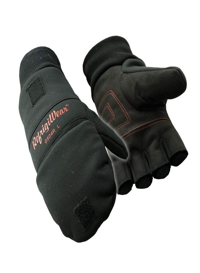 RefrigiWear Fleece Lined Fiberfill Insulated Softshell Convertible Mitten Gloves (Black, 2XL) - Image 1
